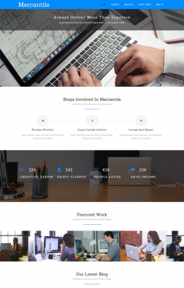 html5模板 蓝色商业企业html5网站模板 蓝色