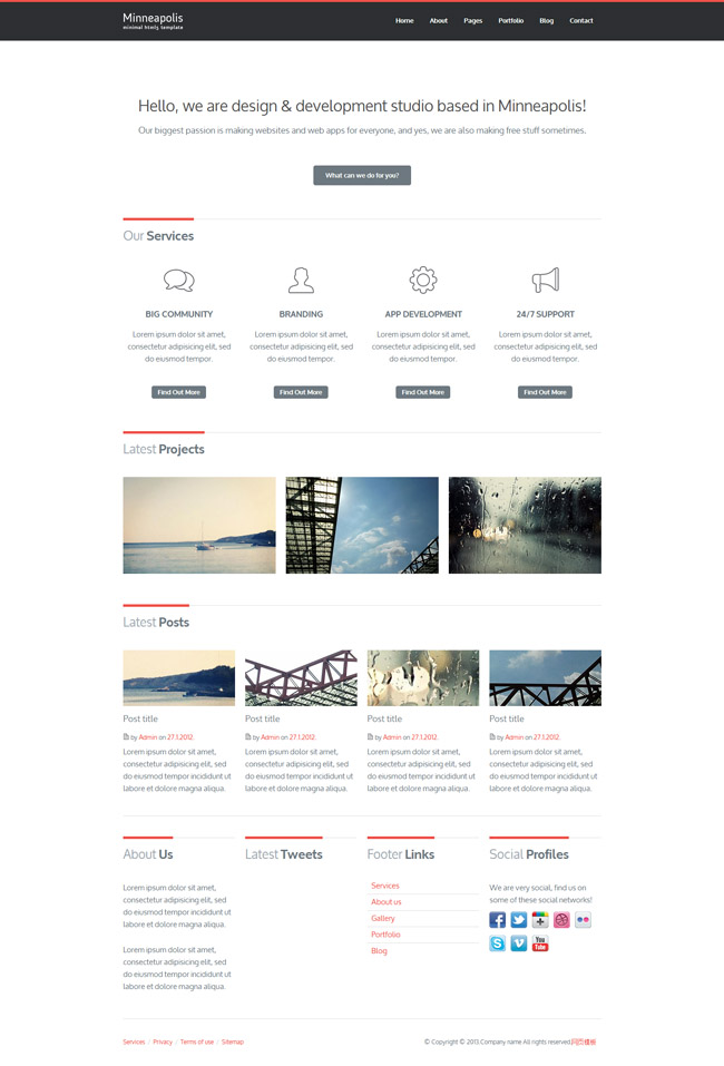 css3模板 红色修边CSS3设计模板 红色