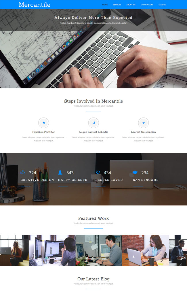 html5模板 蓝色商业企业html5网站模板 蓝色