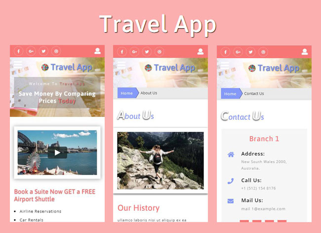 电子产品模板 手机端旅行APP网站模板 旅游类模板