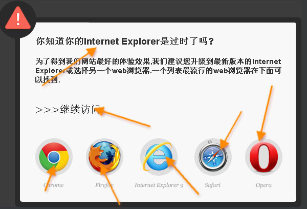 jquery IE浏览器版本过低提示