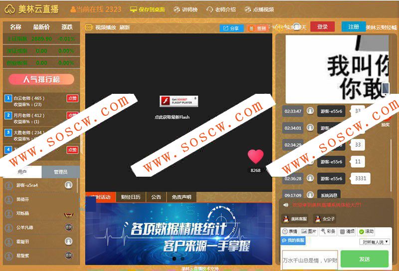 外汇喊单直播聊天室直播间系统源码,YII框架开发的响应式财经源码