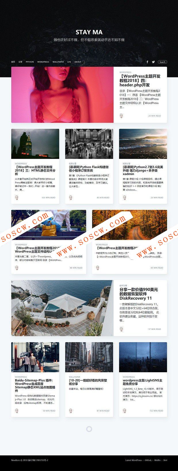 wordpress博客主题GitGhost,,写博客必备！