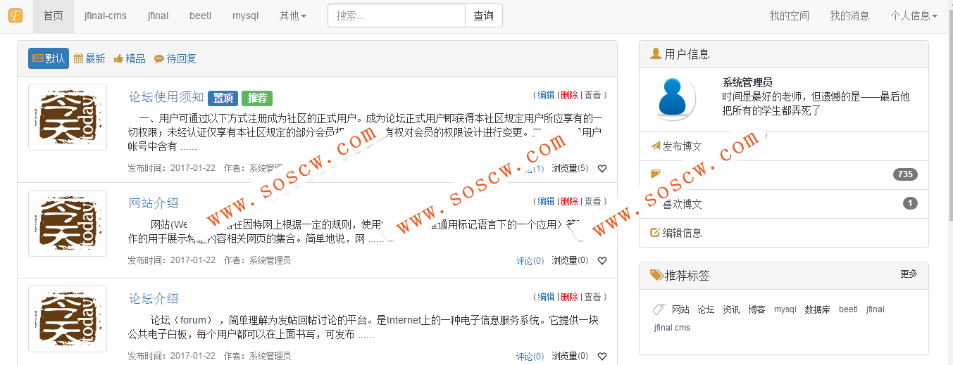 基于 Java 的信息咨询网站 cms
