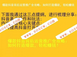 爆款抖音运营推广全攻略：如何打造爆款，轻松赚钱！