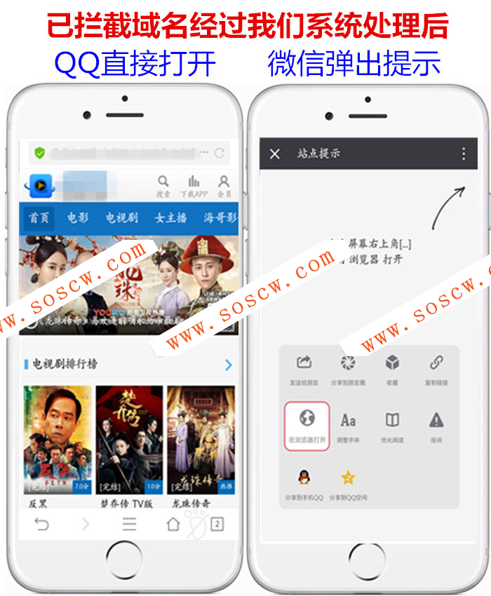 微信域名防封随机跳转三合一源码 多域名随机跳转+单域名随机跳转+提示浏览器打开